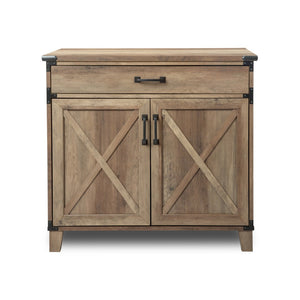HomeRoots 30" Oak Wood Drawer Filing Cabinet - Elegant Farmhouse Design with Ample Storage for Home & Office 568322