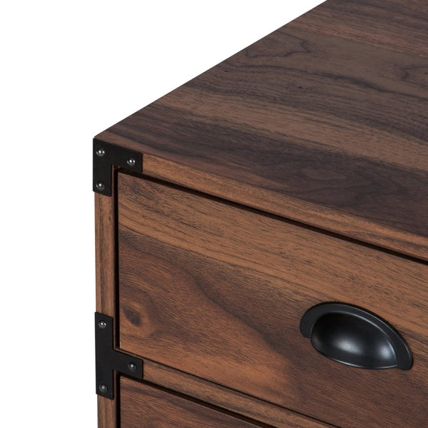 HomeRoots 27" Walnut Wood Filing Cabinet - Stylish 3 Drawers for Organized Workspaces, Compact Design & Easy Setup 568323