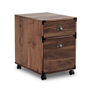 HomeRoots 22" Walnut Wood Two-Drawer Rolling Filing Cabinet – Stylish, Compact Storage for Home & Office Spaces 568324
