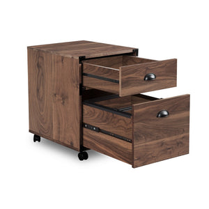 HomeRoots 22" Walnut Wood Two-Drawer Rolling Filing Cabinet – Stylish, Compact Storage for Home & Office Spaces 568324