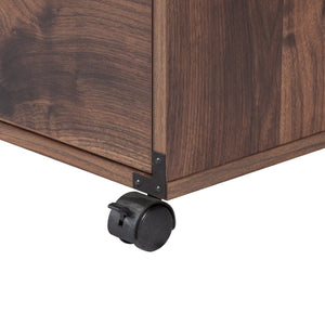 HomeRoots 22" Walnut Wood Two-Drawer Rolling Filing Cabinet – Stylish, Compact Storage for Home & Office Spaces 568324