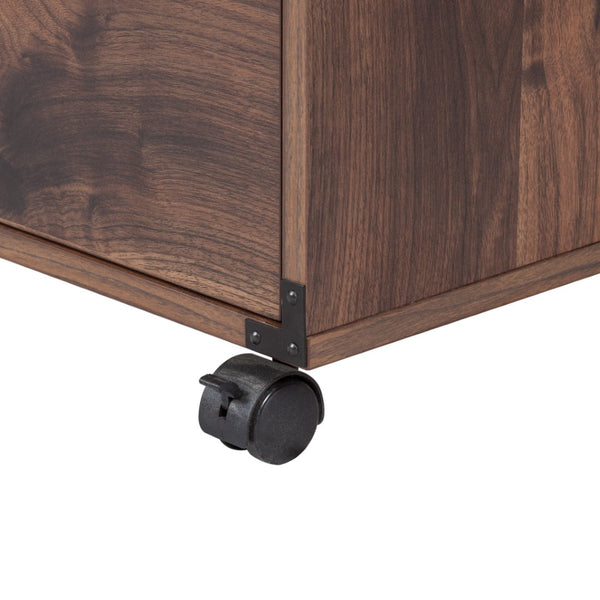 HomeRoots 22" Walnut Wood Two-Drawer Rolling Filing Cabinet – Stylish, Compact Storage for Home & Office Spaces 568324