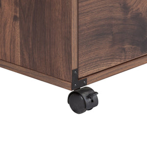 HomeRoots 22" Walnut Wood Two-Drawer Rolling Filing Cabinet – Stylish, Compact Storage for Home & Office Spaces 568324