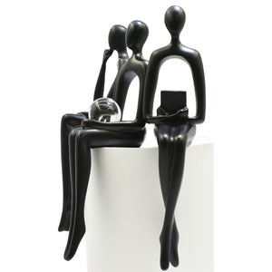 HomeRoots Set of Three Black Resin Sculptures – Modern Minimalist Tabletop Figurines for Home Decoration 568345