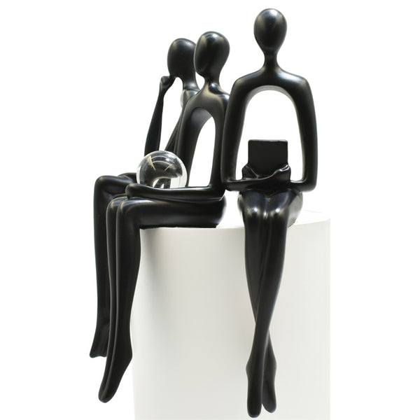 HomeRoots Set of Three Black Resin Sculptures – Modern Minimalist Tabletop Figurines for Home Decoration 568345