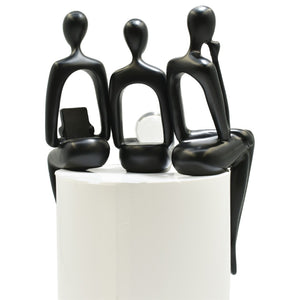 HomeRoots Set of Three Black Resin Sculptures – Modern Minimalist Tabletop Figurines for Home Decoration 568345