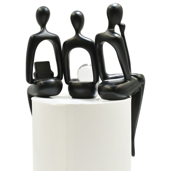 HomeRoots Set of Three Black Resin Sculptures – Modern Minimalist Tabletop Figurines for Home Decoration 568345
