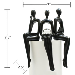 HomeRoots Set of Three Black Resin Sculptures – Modern Minimalist Tabletop Figurines for Home Decoration 568345