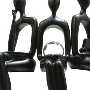 HomeRoots Set of Three Black Resin Sculptures – Modern Minimalist Tabletop Figurines for Home Decoration 568345