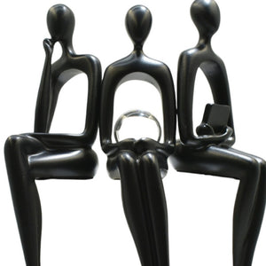 HomeRoots Set of Three Black Resin Sculptures – Modern Minimalist Tabletop Figurines for Home Decoration 568345