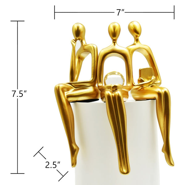 HomeRoots Set of Three Gold Resin People Sculptures - Elegant Tabletop Accents for Modern & Classic Decor 568346