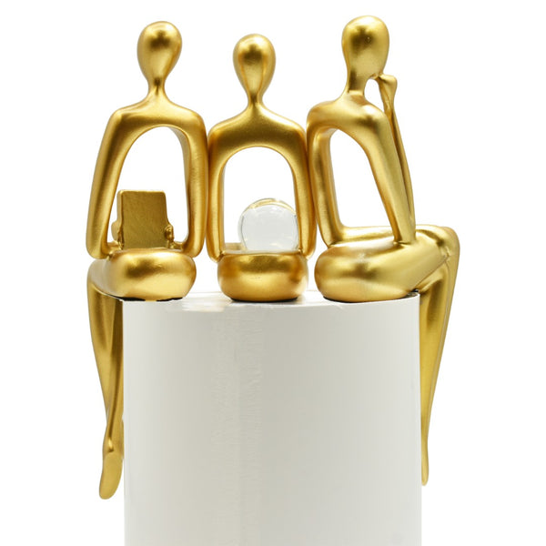 HomeRoots Set of Three Gold Resin People Sculptures - Elegant Tabletop Accents for Modern & Classic Decor 568346