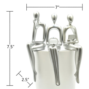HomeRoots Set of Three Silver Resin People Sculptures - Elegant Modern Art for Home Décor & Gift Ideas 568347