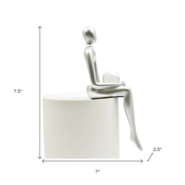 HomeRoots Set of Three Silver Resin People Sculptures - Elegant Modern Art for Home Décor & Gift Ideas 568347