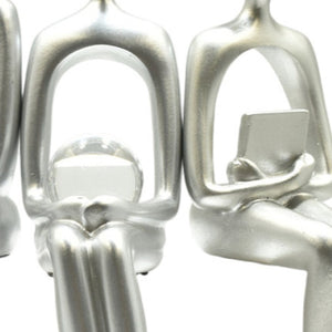 HomeRoots Set of Three Silver Resin People Sculptures - Elegant Modern Art for Home Décor & Gift Ideas 568347
