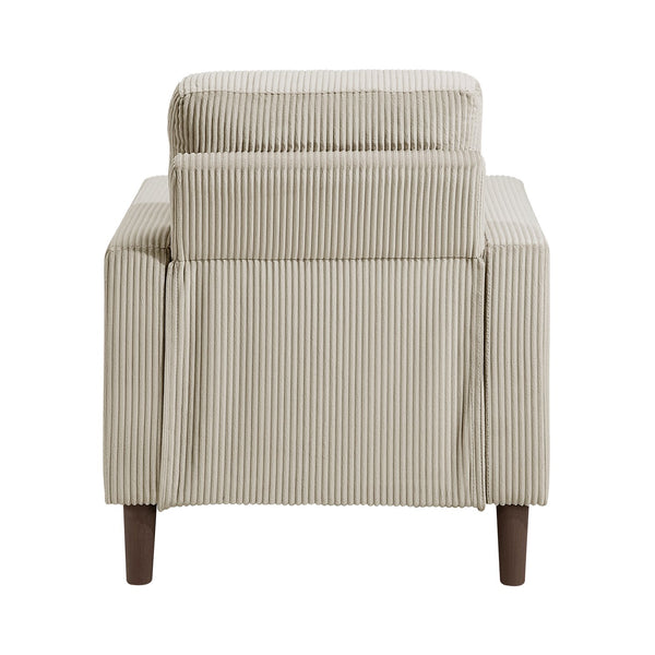 English Elm Modern Track Arm Side Chair with Plush Corduroy Upholstery, Cushioned Seat and Faux Wood Legs for Cozy Living Spaces taupe 31.5 L x 23 W x 25 H B011P362564