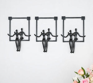 HomeRoots Set of Three Black Resin Sculptures - Modern Minimalist Tabletop Art for Stylish Decor & Gifting 568368
