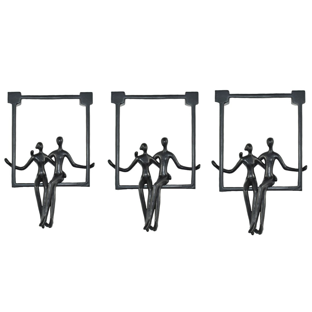 HomeRoots Set of Three Black Resin Sculptures - Modern Minimalist Tabletop Art for Stylish Decor & Gifting 568368