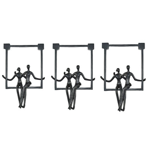 HomeRoots Set of Three Black Resin Sculptures - Modern Minimalist Tabletop Art for Stylish Decor & Gifting 568368