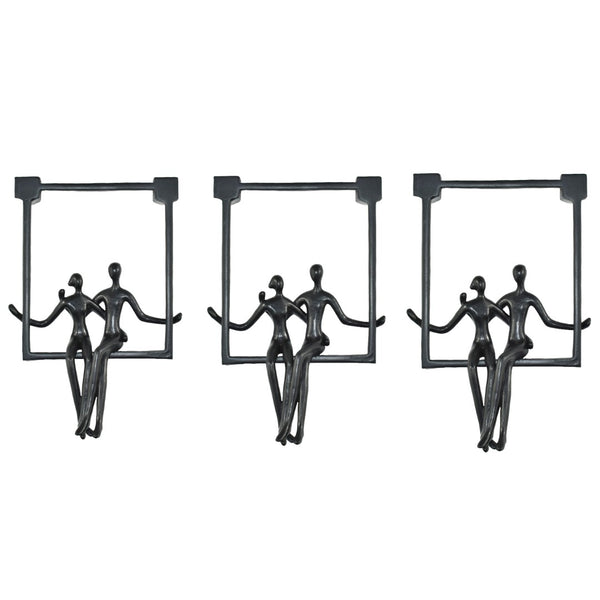 HomeRoots Set of Three Black Resin Sculptures - Modern Minimalist Tabletop Art for Stylish Decor & Gifting 568368