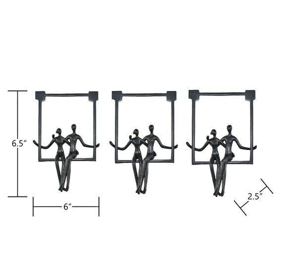 HomeRoots Set of Three Black Resin Sculptures - Modern Minimalist Tabletop Art for Stylish Decor & Gifting 568368