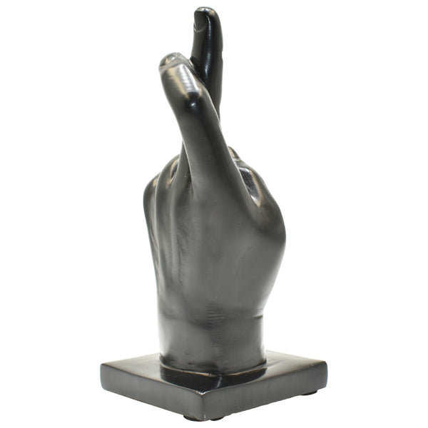 HomeRoots Set of Three Black Resin Hand Sculptures - Modern Artistry for Home, Office & Gift-Giving Delight 568383