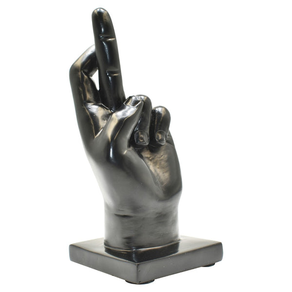 HomeRoots Set of Three Black Resin Hand Sculptures - Modern Artistry for Home, Office & Gift-Giving Delight 568383