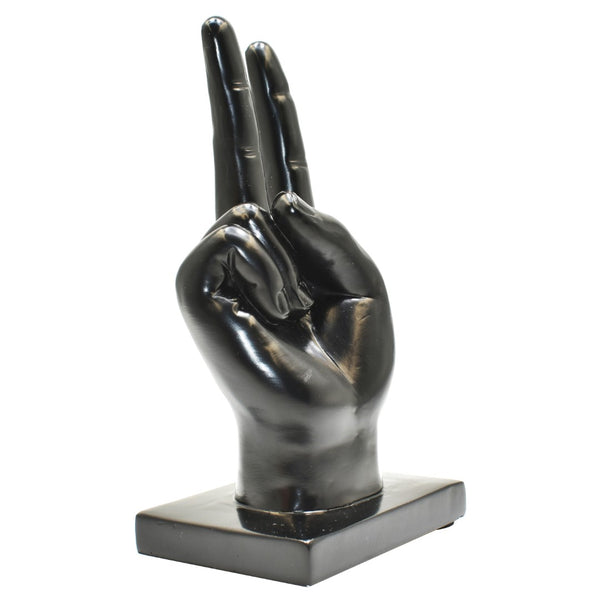 HomeRoots Set of Three Black Resin Hand Sculptures - Modern Artistry for Home, Office & Gift-Giving Delight 568383