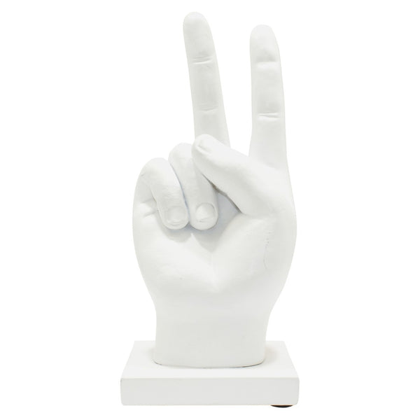 HomeRoots Set of Three White Resin Hand Sculptures - Stylish Modern Décor for Home, Gifts & Tabletop Display 568384