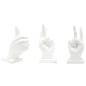 HomeRoots Set of Three White Resin Hand Sculptures - Stylish Modern Décor for Home, Gifts & Tabletop Display 568384