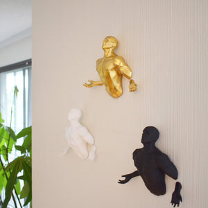 Homeroots Set Of Three Black Gold And White Resin Bursting Men Wall Sculptures - Unique 3d Art Decor  Resin 568397