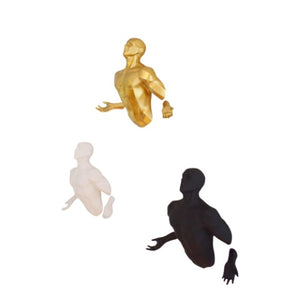 Homeroots Set Of Three Black Gold And White Resin Bursting Men Wall Sculptures - Unique 3d Art Decor  Resin 568397