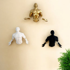 Homeroots Set Of Three Black Gold And White Resin Bursting Men Wall Sculptures - Unique 3d Art Decor  Resin 568397