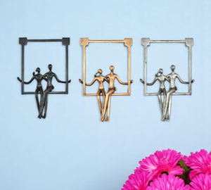 HomeRoots Set of Three Black Pewter & Bronze Resin Figurines - Modern Sculptures for Home Décor Elegance 568401