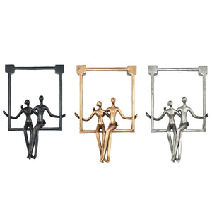HomeRoots Set of Three Black Pewter & Bronze Resin Figurines - Modern Sculptures for Home Décor Elegance 568401