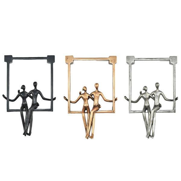 HomeRoots Set of Three Black Pewter & Bronze Resin Figurines - Modern Sculptures for Home Décor Elegance 568401