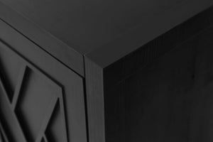 Homeroots 60" Black Distressed Sideboard With Four Doors   568407