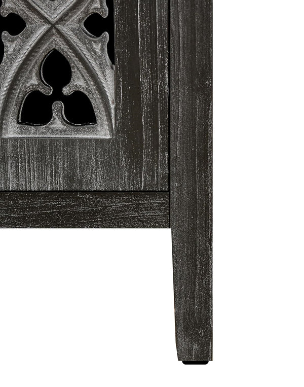 Homeroots 65" Charcoal Distressed Wood Sideboard With Four Doors   568410