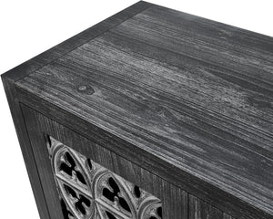 Homeroots 65" Charcoal Distressed Wood Sideboard With Four Doors   568410