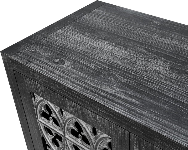 Homeroots 65" Charcoal Distressed Wood Sideboard With Four Doors   568410