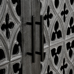 Homeroots 65" Charcoal Distressed Wood Sideboard With Four Doors   568410