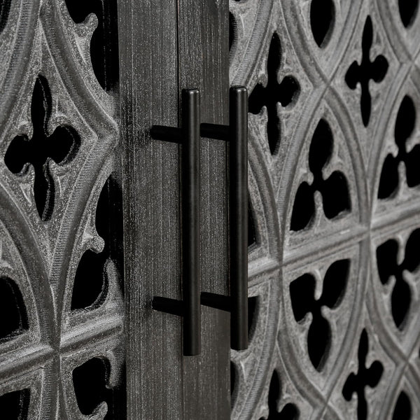 Homeroots 65" Charcoal Distressed Wood Sideboard With Four Doors   568410