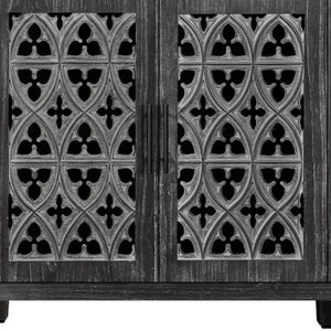 Homeroots 65" Charcoal Distressed Wood Sideboard With Four Doors   568410
