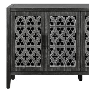 Homeroots 65" Charcoal Distressed Wood Sideboard With Four Doors   568410