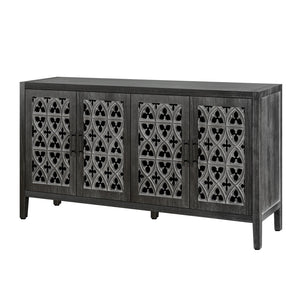 Homeroots 65" Charcoal Distressed Wood Sideboard With Four Doors   568410