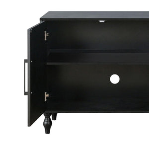 HomeRoots 68" Black Distressed Sideboard with Floral Carvings – Elegant Storage Solution for Modern Homes 568413