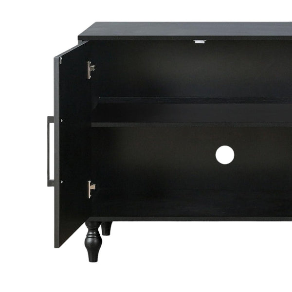 HomeRoots 68" Black Distressed Sideboard with Floral Carvings – Elegant Storage Solution for Modern Homes 568413