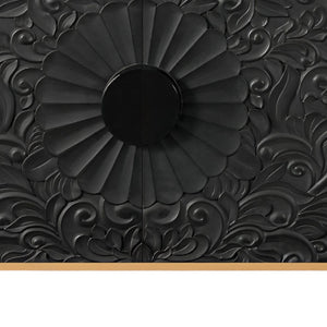HomeRoots 68" Distressed Carved Floral Sideboard – Rustic Two-Tone Storage Buffet for Dining & Living Spaces 568414