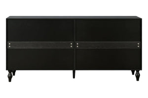 HomeRoots 68" Black and White Distressed Carved Floral Sideboard - Stylish Storage & Versatile Home Accent Piece 568415