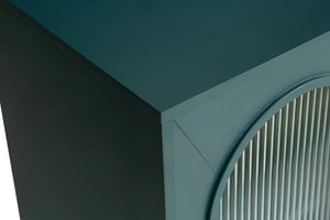 Homeroots 60" Teal Blue Ribbed Texture Sideboard With Four Doors   568416